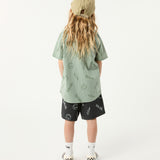 Smiley Sketch Youth Woven Shirt in Moss