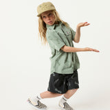 Smiley Sketch Youth Woven Shirt in Moss
