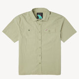 Green short-sleeve shirt on a white background