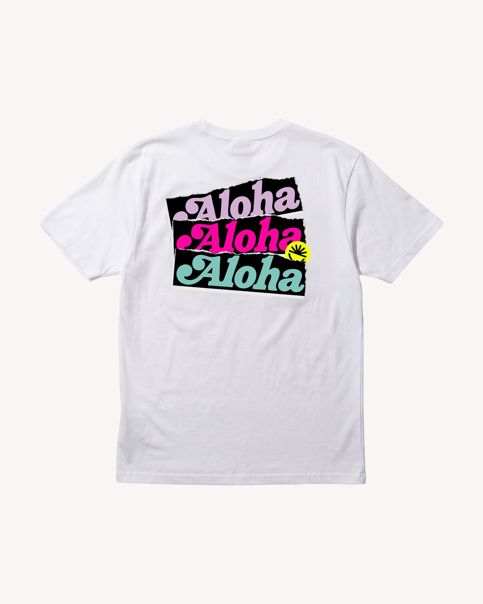 Fun Day Surf Aloha Tee in White, back view