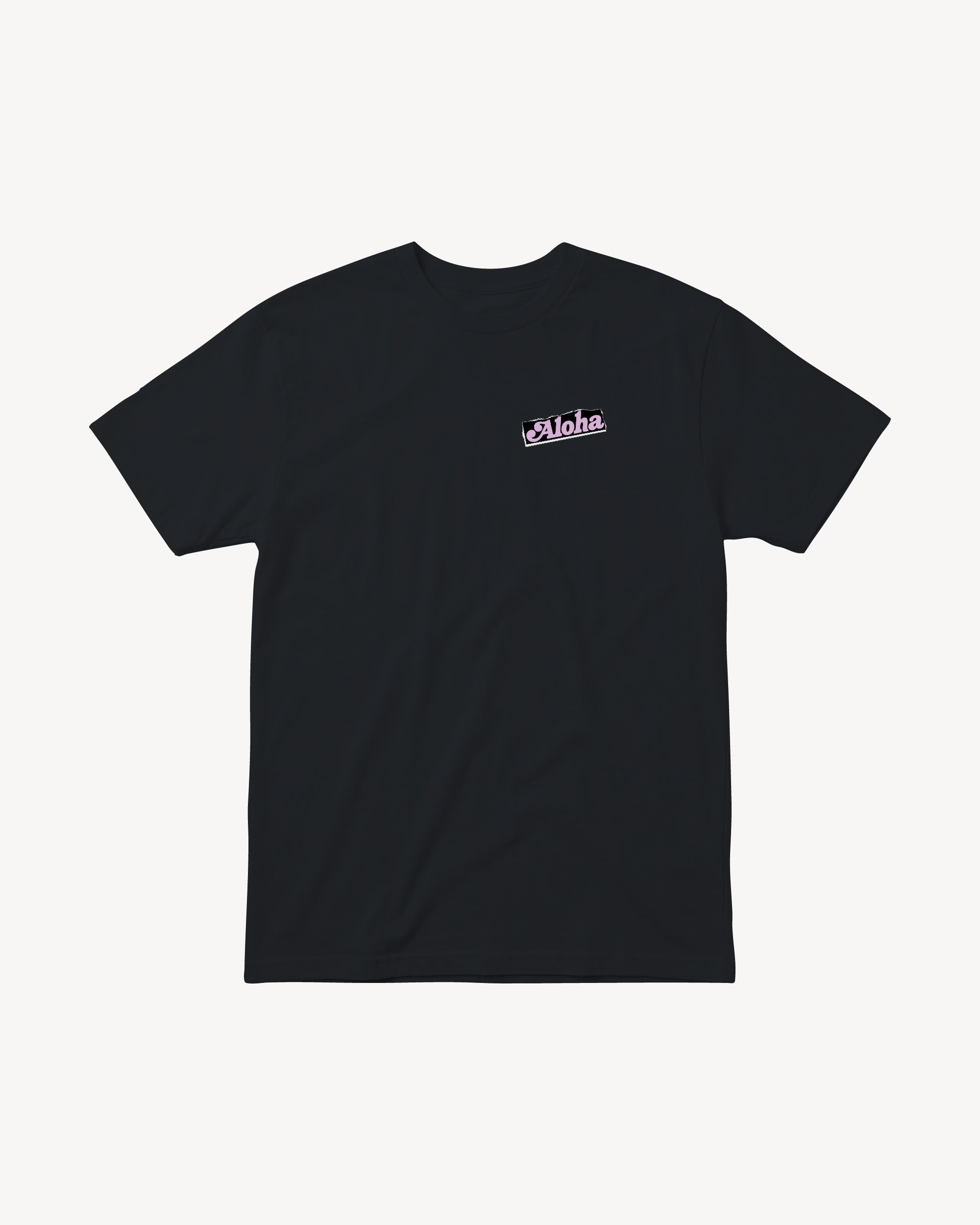 Fun Day Surf Aloha Tee in Black, front view