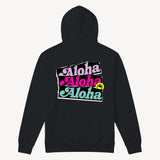 Fun Day Surf Aloha Youth Hoodie in Black, back view