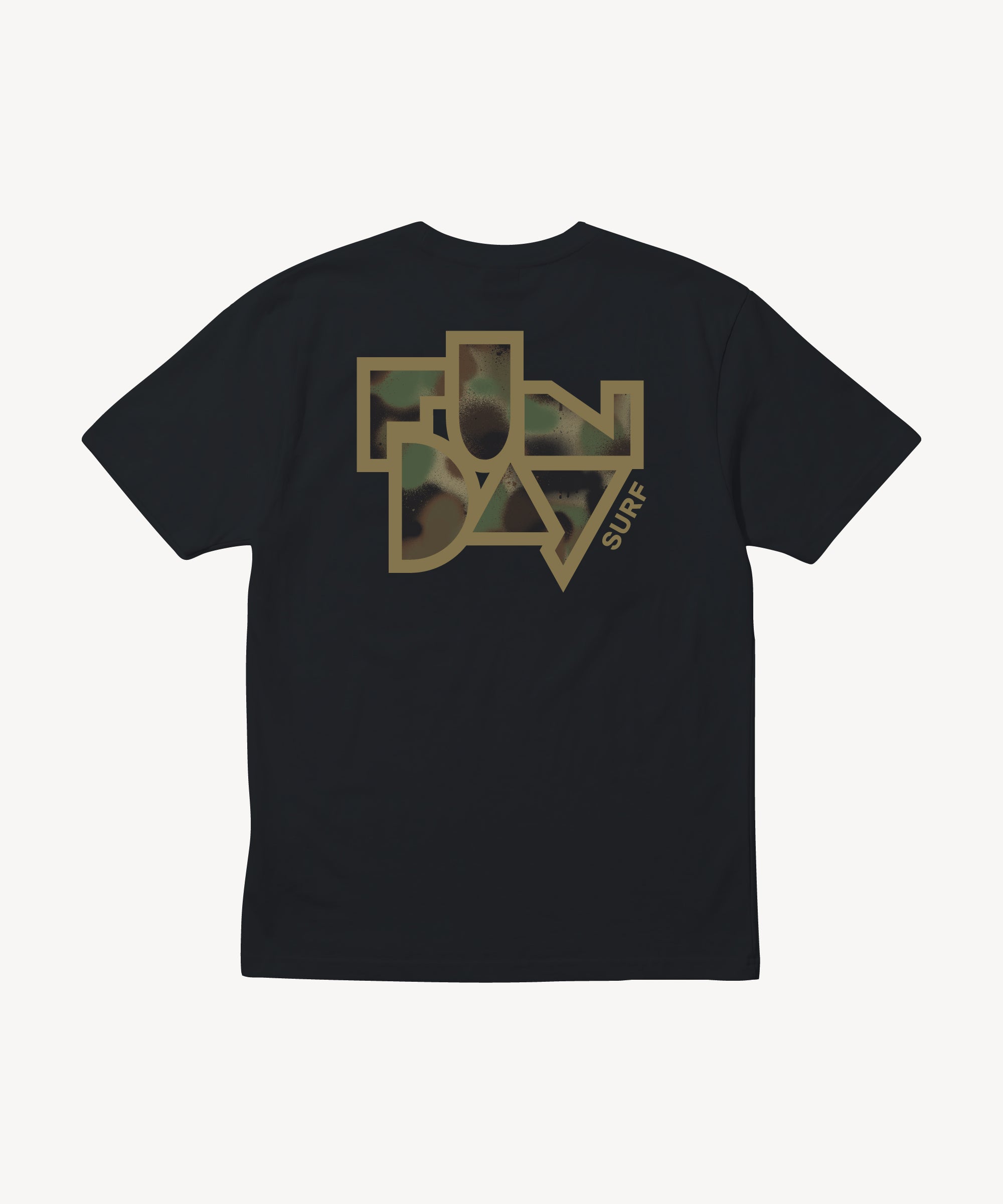 Fun Day Surf Framework Fill Tee in Black, back view