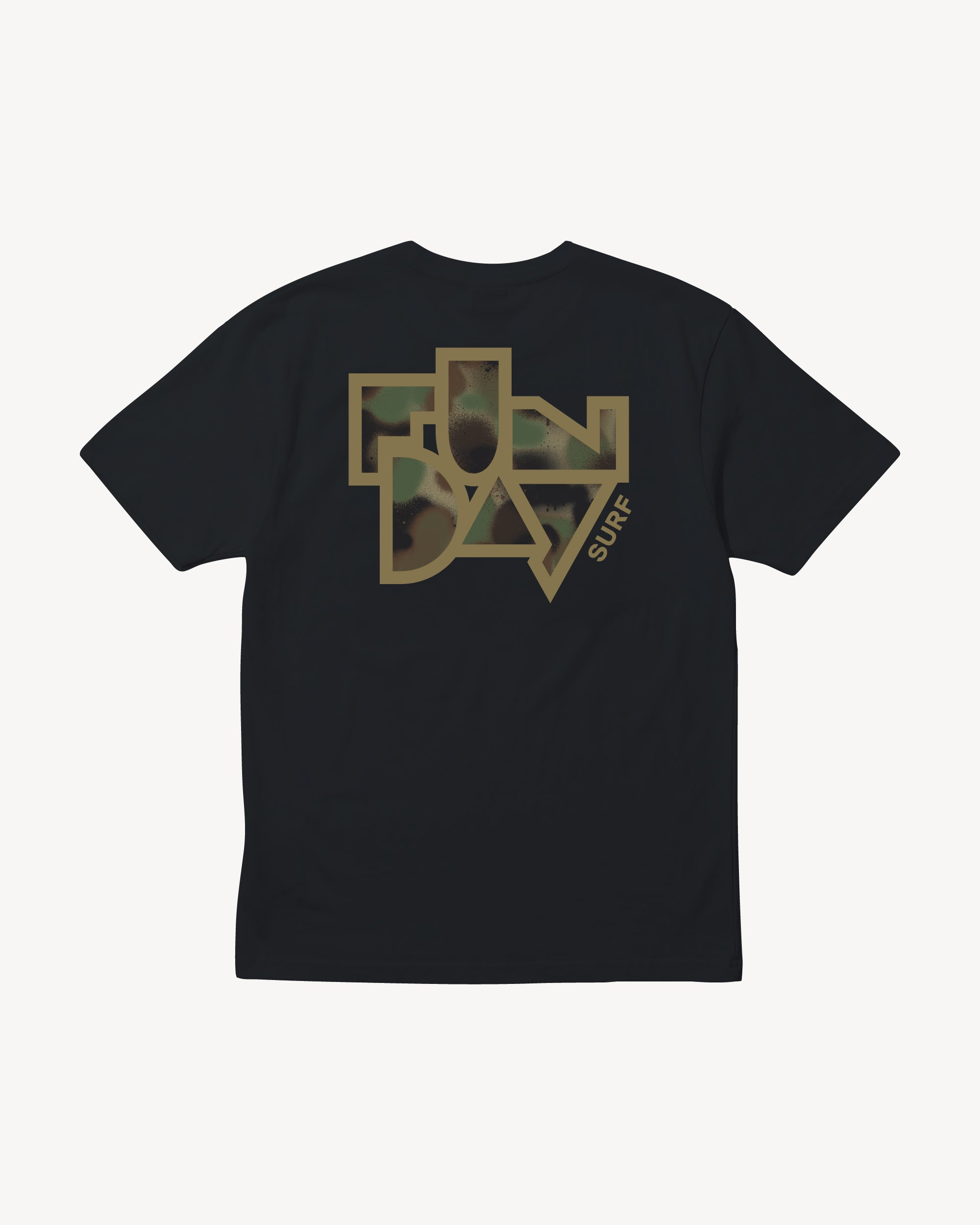 Fun Day Surf Framework Fill Tee in Black, back view