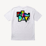 Fun Day Surf Framework Fill Tee in White, back view