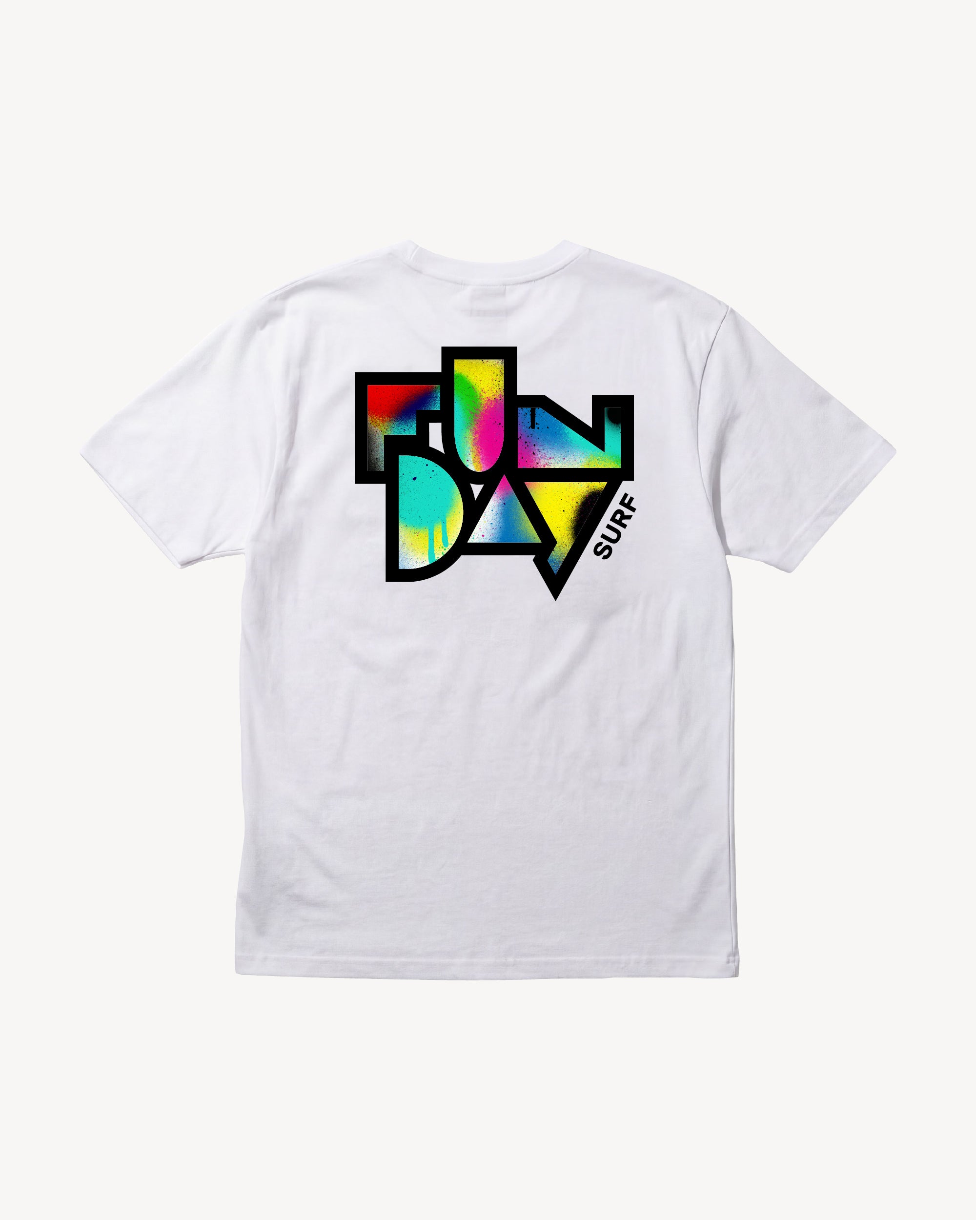 Fun Day Surf Framework Fill Tee in White, back view