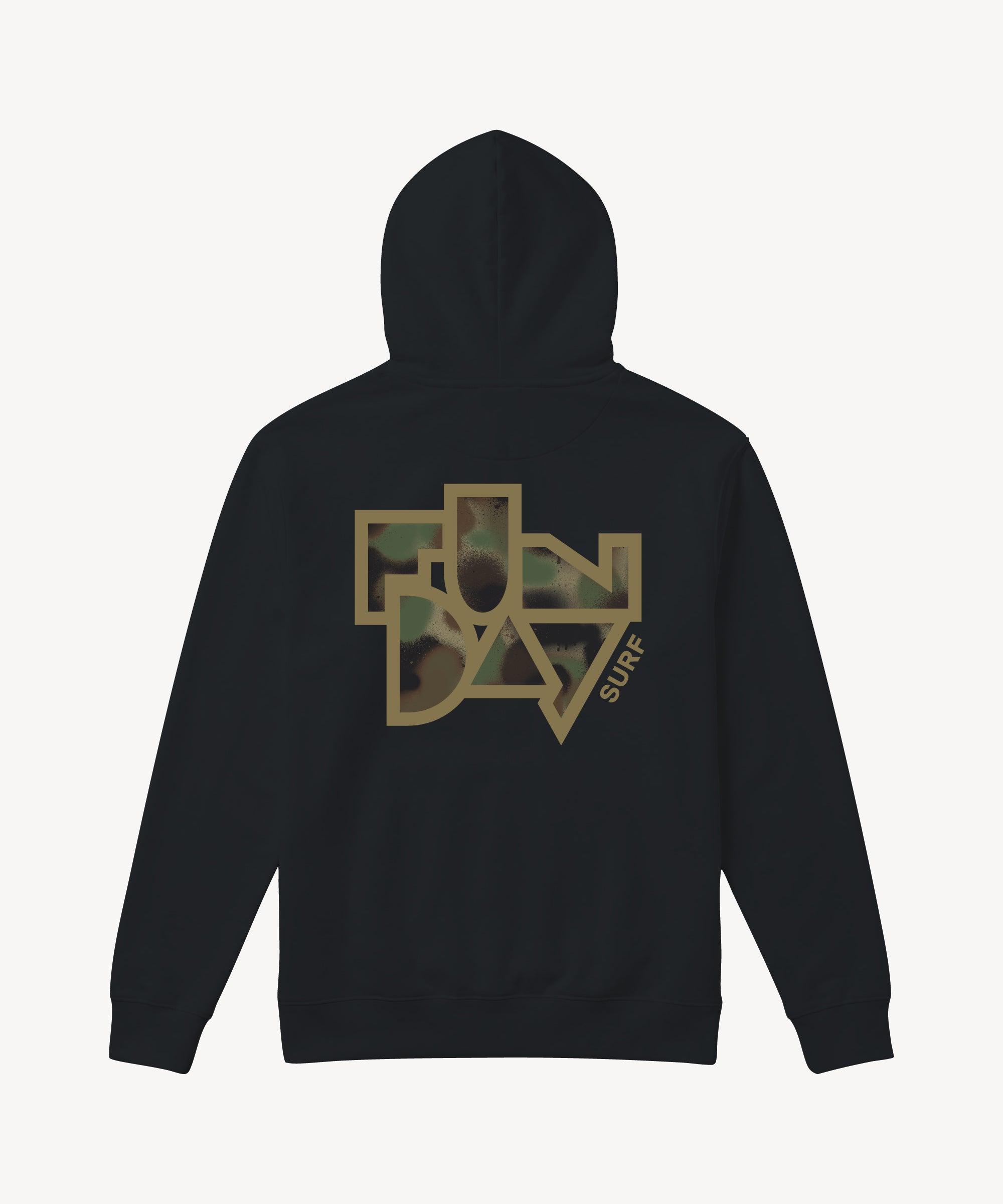 Fun Day Surf Framework Fill Hoodie in Black, back view