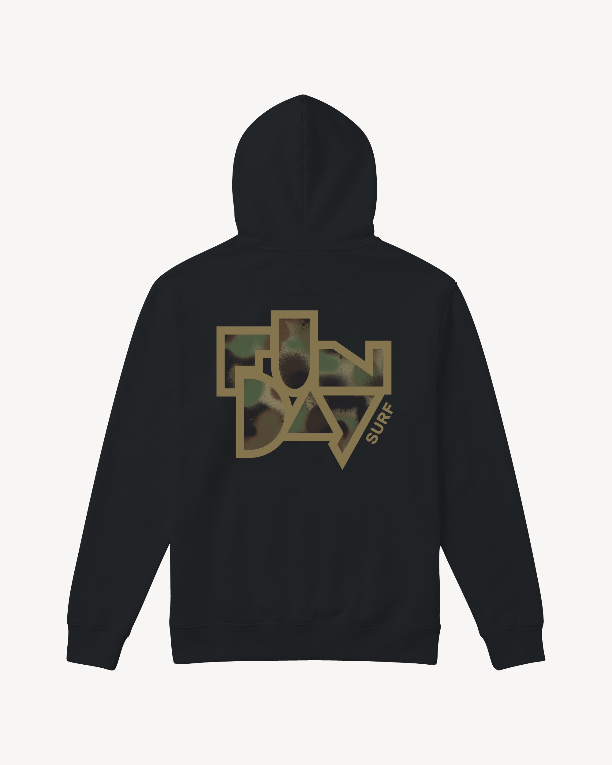 Fun Day Surf Framework Fill Hoodie in Black, back view