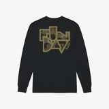 Fun Day Surf Framework Fill Long Sleeve Tee in Black, back view