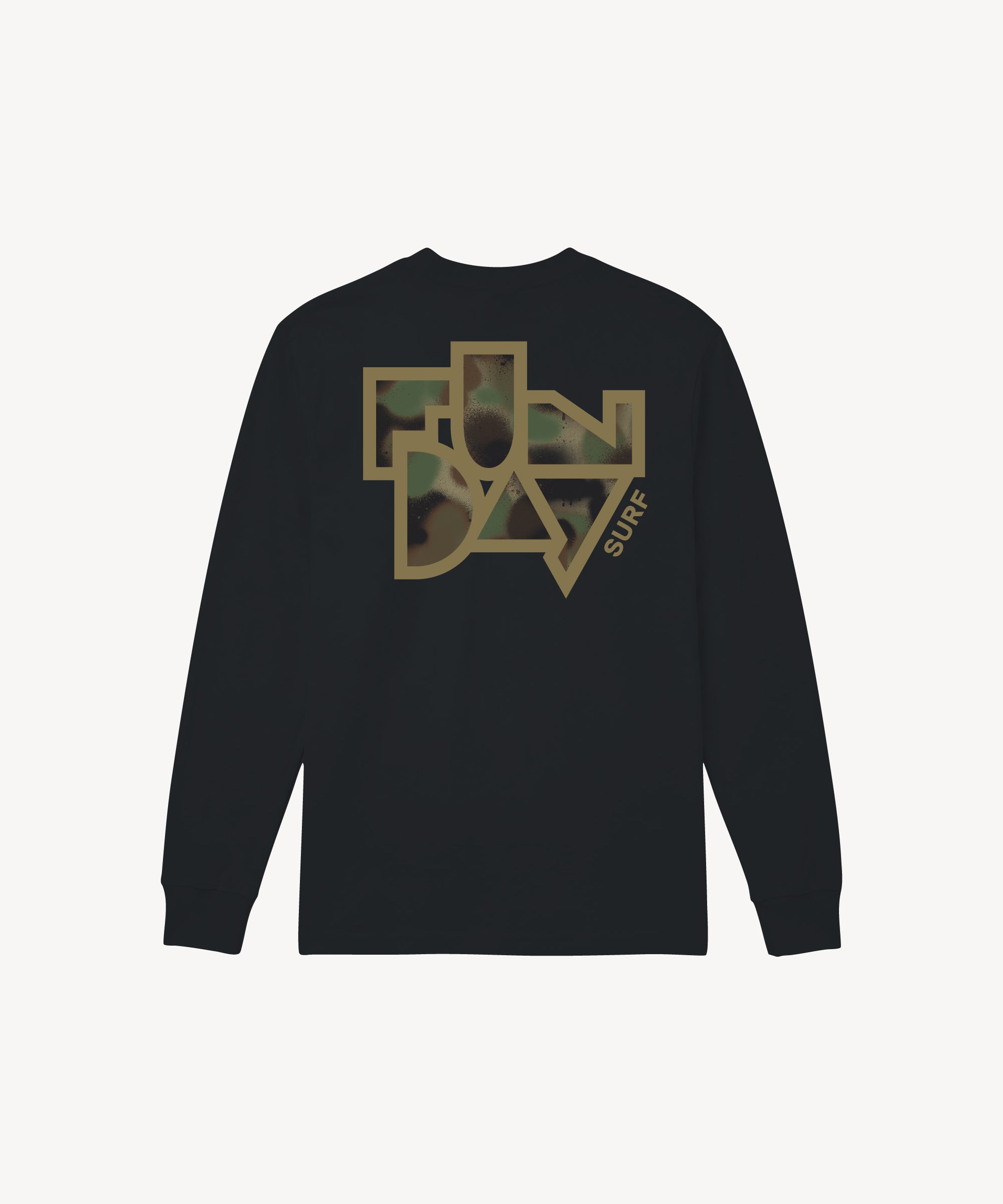 Fun Day Surf Framework Fill Long Sleeve Tee in Black, back view