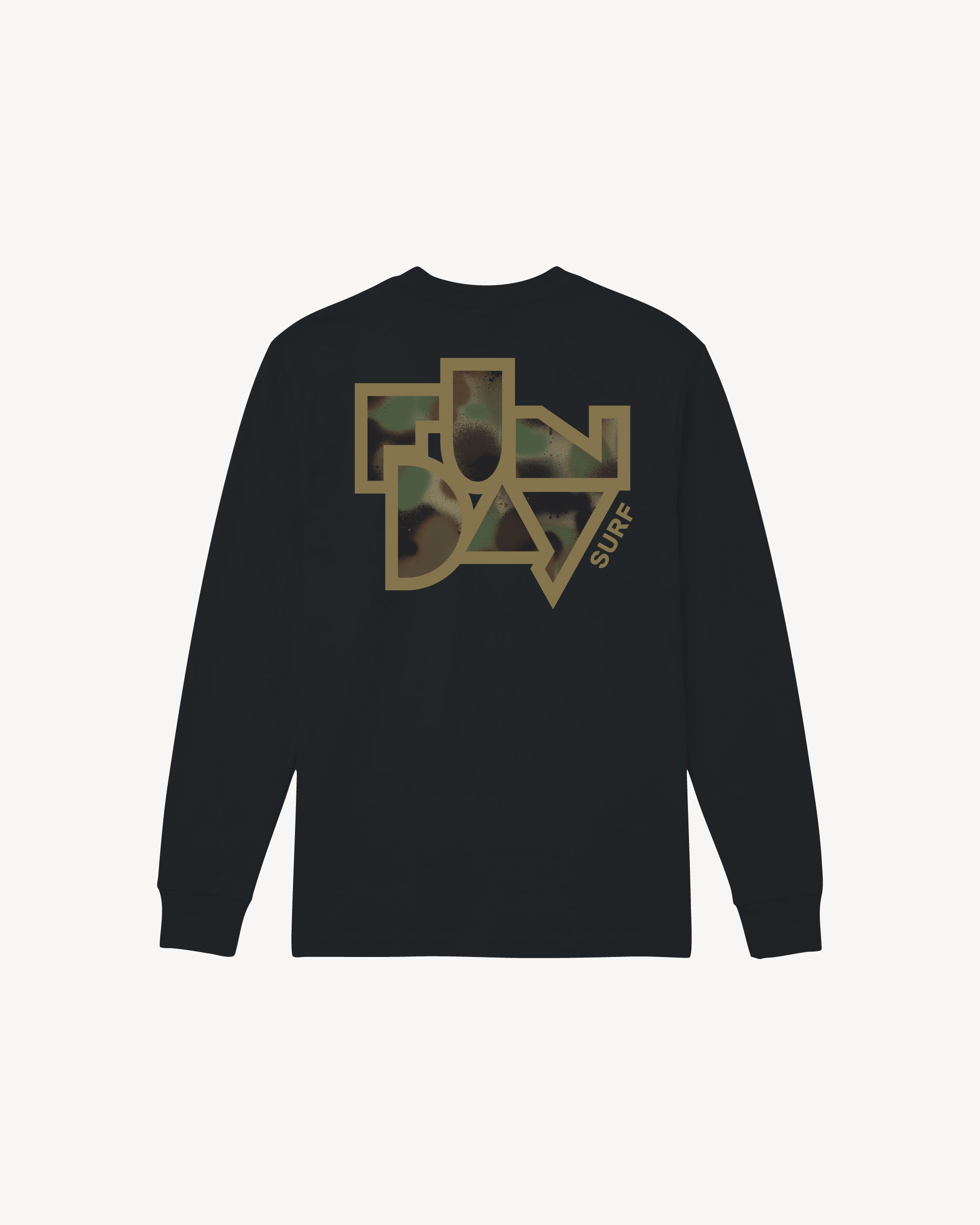 Fun Day Surf Framework Fill Long Sleeve Tee in Black, back view