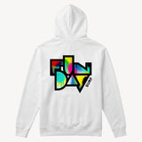 Fun Day Surf Framework Fill Hoodie in White, back view