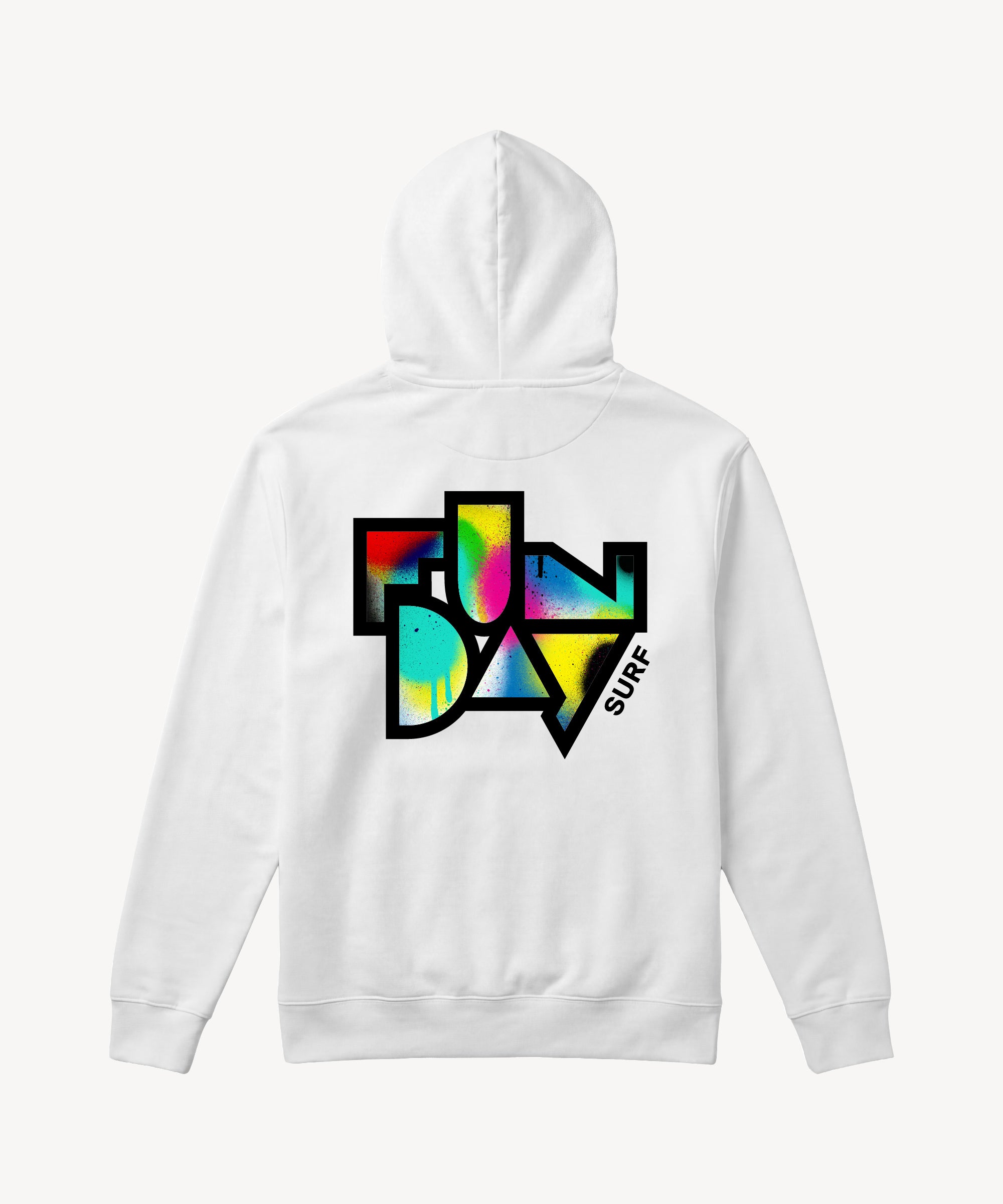Fun Day Surf Framework Fill Hoodie in White, back view