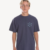 Wave Cheques Boxy Tee in Navy