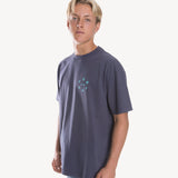 Wave Cheques Boxy Tee in Navy