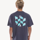 Wave Cheques Boxy Tee in Navy