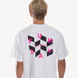 Wave Cheques Boxy Tee in White