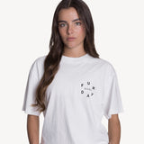 Wave Cheques Boxy Tee in White