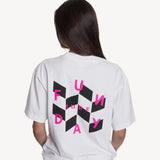 Wave Cheques Boxy Tee in White