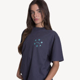 Wave Cheques Boxy Tee in Navy