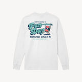 Fun Day Surf Musubi Long Sleeve Tee in White, back view