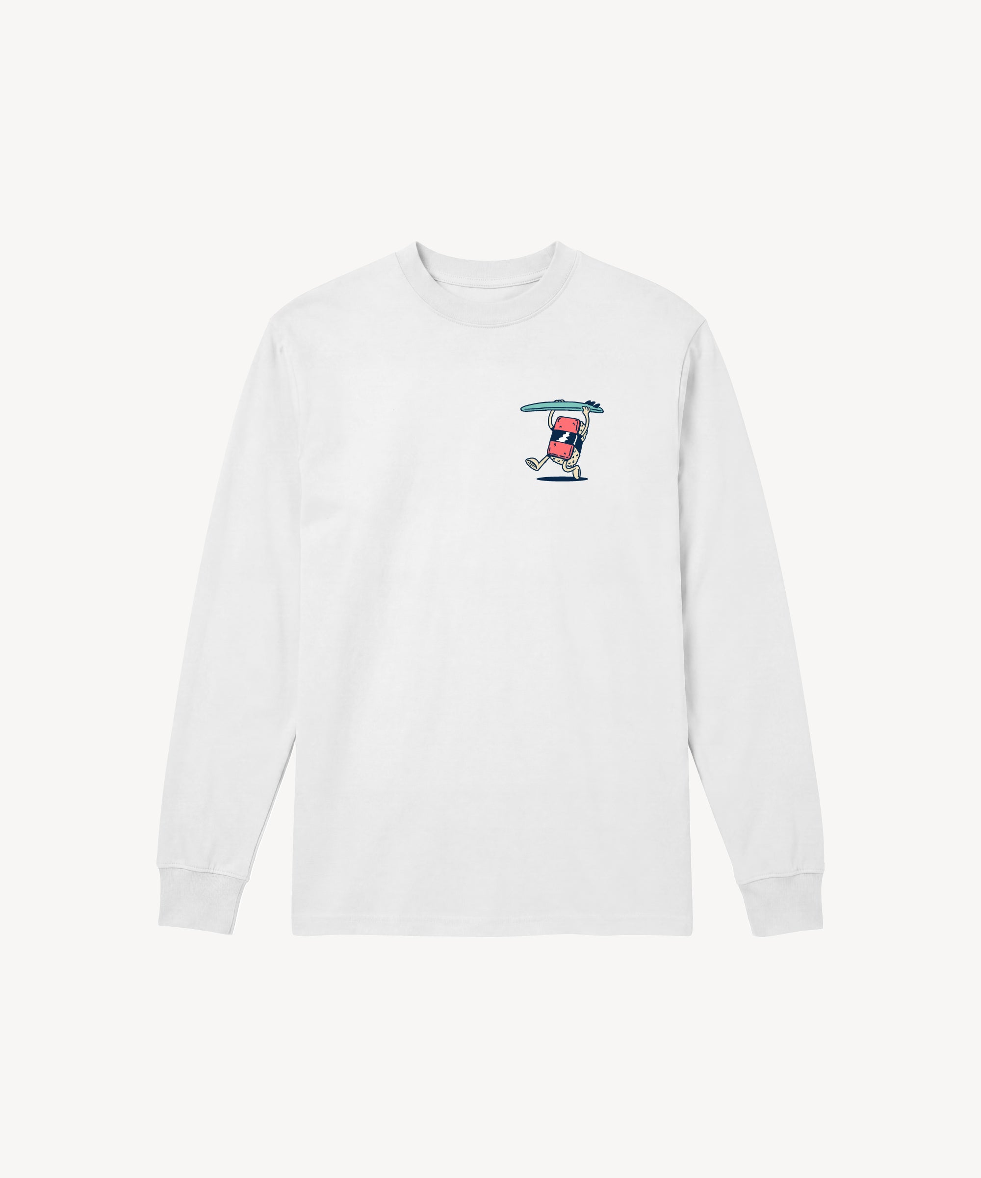 Fun Day Surf Musubi Long Sleeve Tee in White, front view
