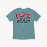 Fun Day Surf Musubi Youth Tee in Sea Foam, back view