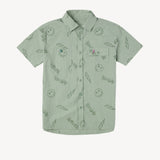 Smiley Sketch Youth Woven Shirt in Moss