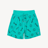 Smiley Sketch Short in Aqua