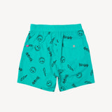 Smiley Sketch Short in Aqua