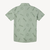 Smiley Sketch Youth Woven Shirt in Moss