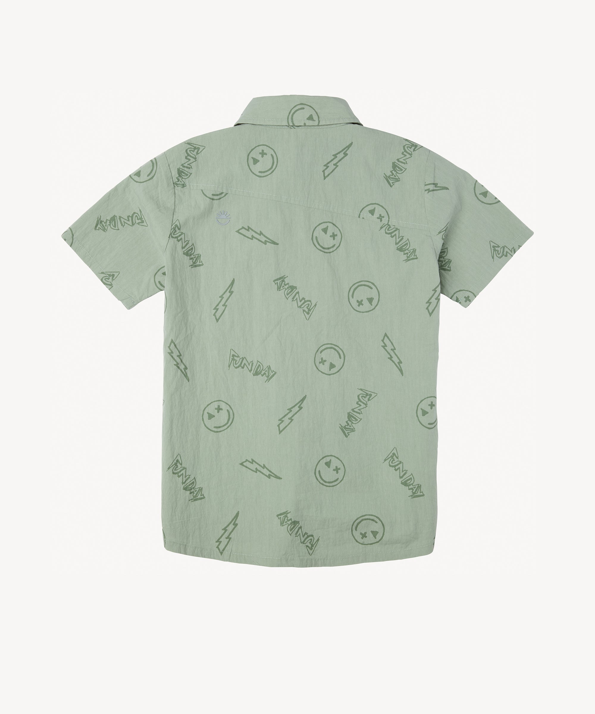 Smiley Sketch Youth Woven Shirt in Moss