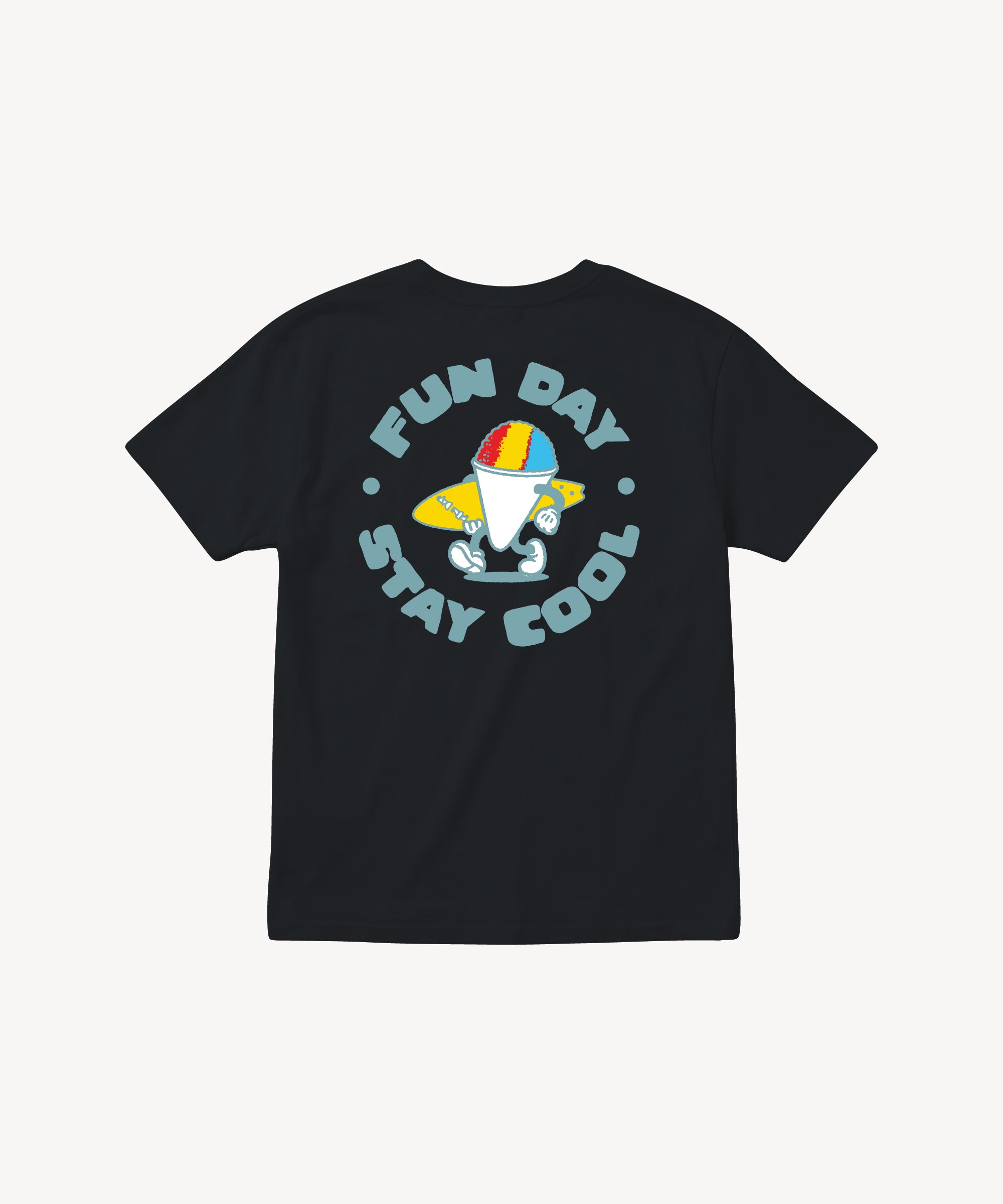 Fun Day Surf Stay Cool Youth Tee in Black, back view