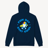 Fun Day Surf Stay Cool Youth Hoodie in Navy, back view