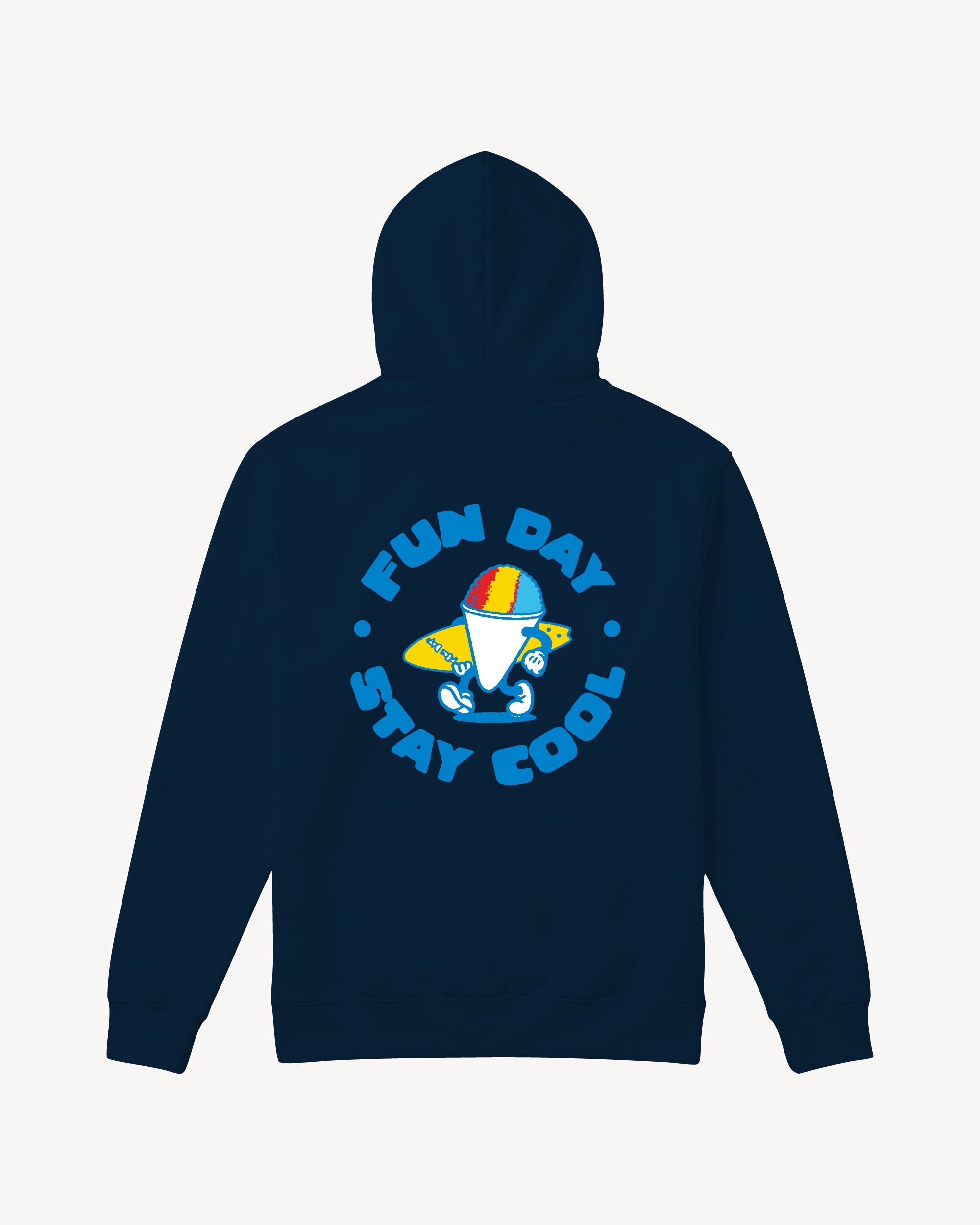 Fun Day Surf Stay Cool Youth Hoodie in Navy, back view