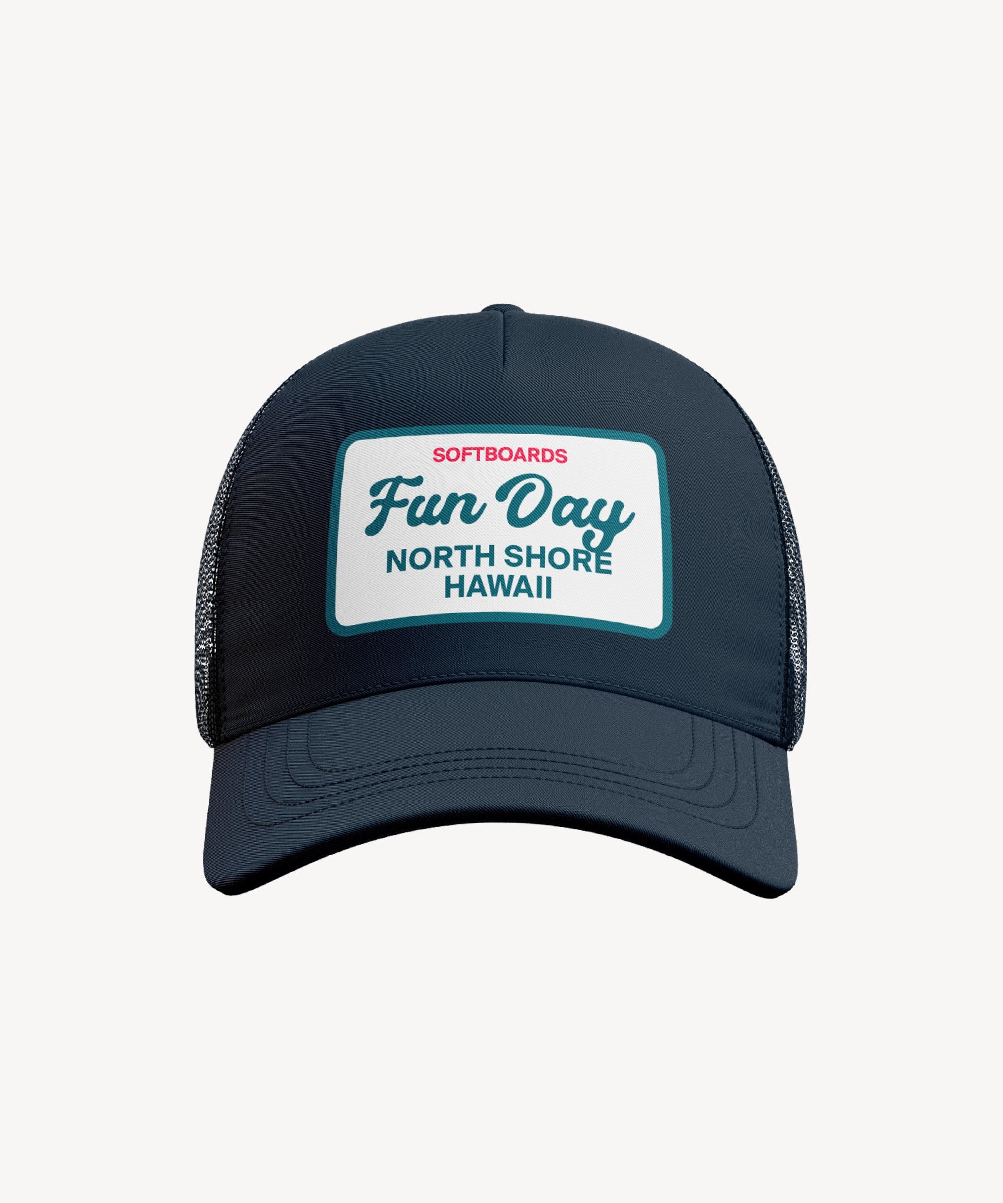 Fun Day Soft Serve mesh trucker hat in Tide Blue, front view
