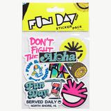 Fun Day Sticker Pack, eight die-cut vinyl stickers in a clear bag with a neon yellow Fun Day header card