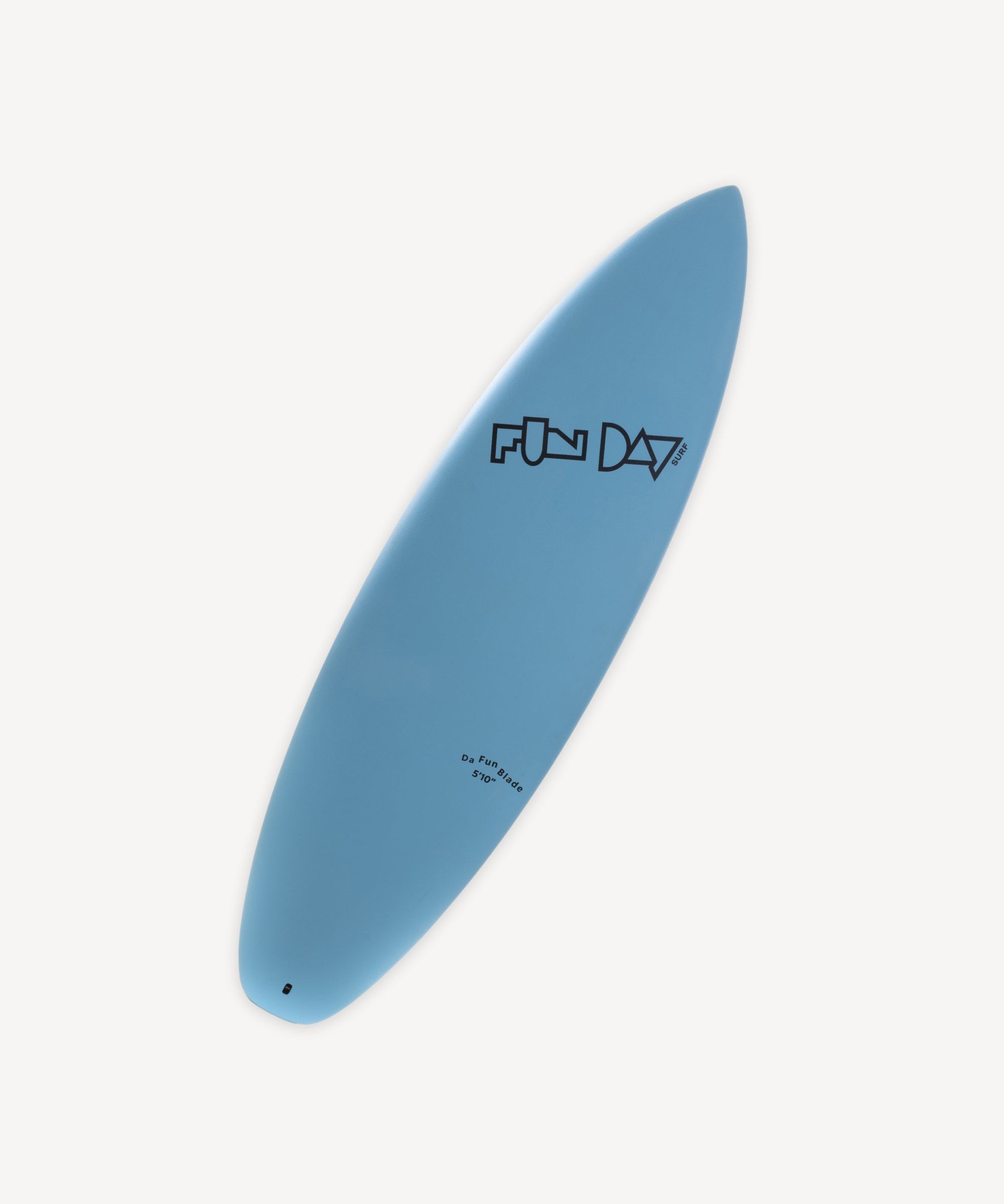 Fun Day Surf 5'10 Da Fun Blade Hybrid surfboard, soft deck with fiberglass bottom, front view