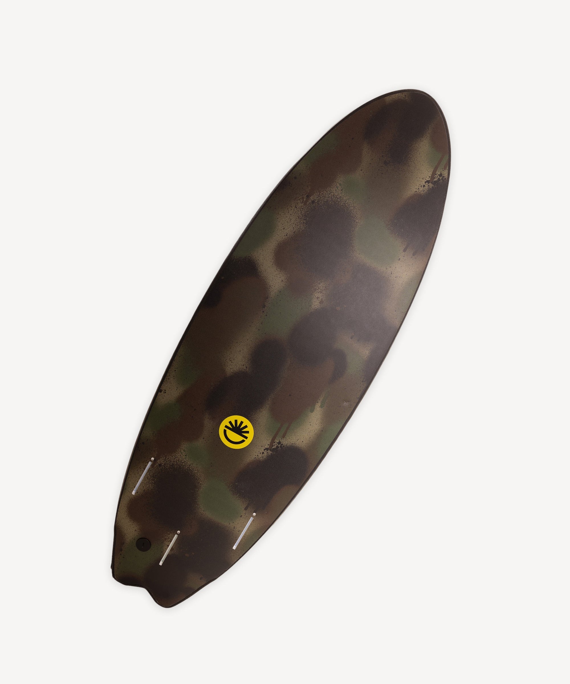 Fun Day Surf 5'6 Fun Missile JOB Pro soft top surfboard with Jamie O'Brien camo graphic, back view